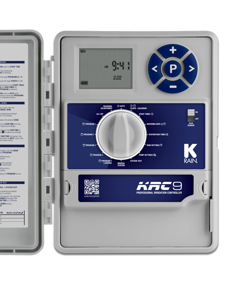 KRC9 9 zone irrigation controller cutout with door