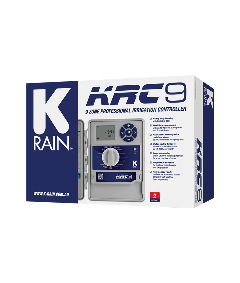 KRC9 9 zone irrigation controller packaging