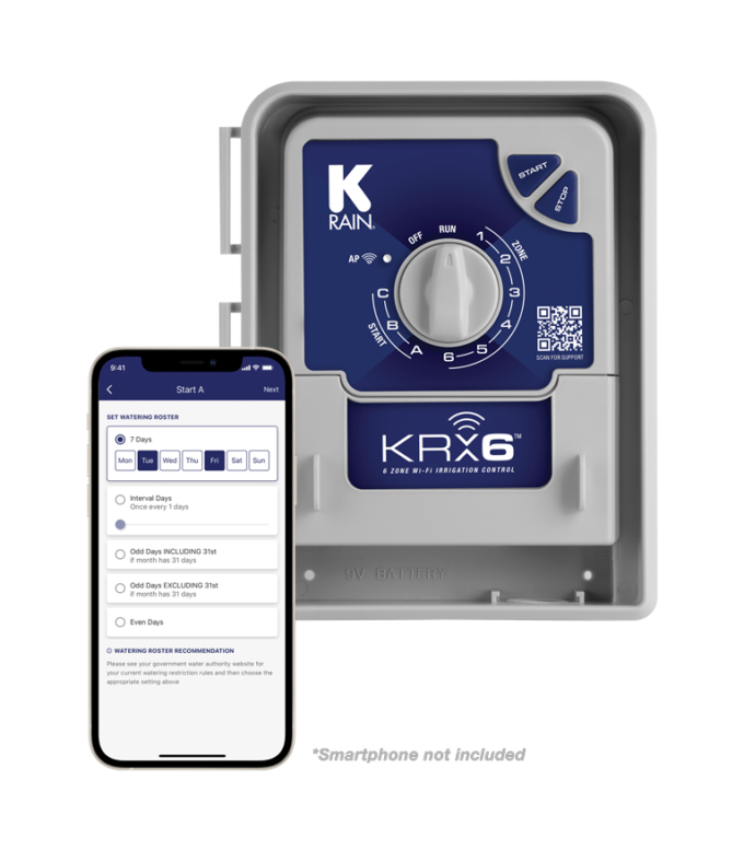 KRX6 wifi 6 zone irrigation controller with smartphone